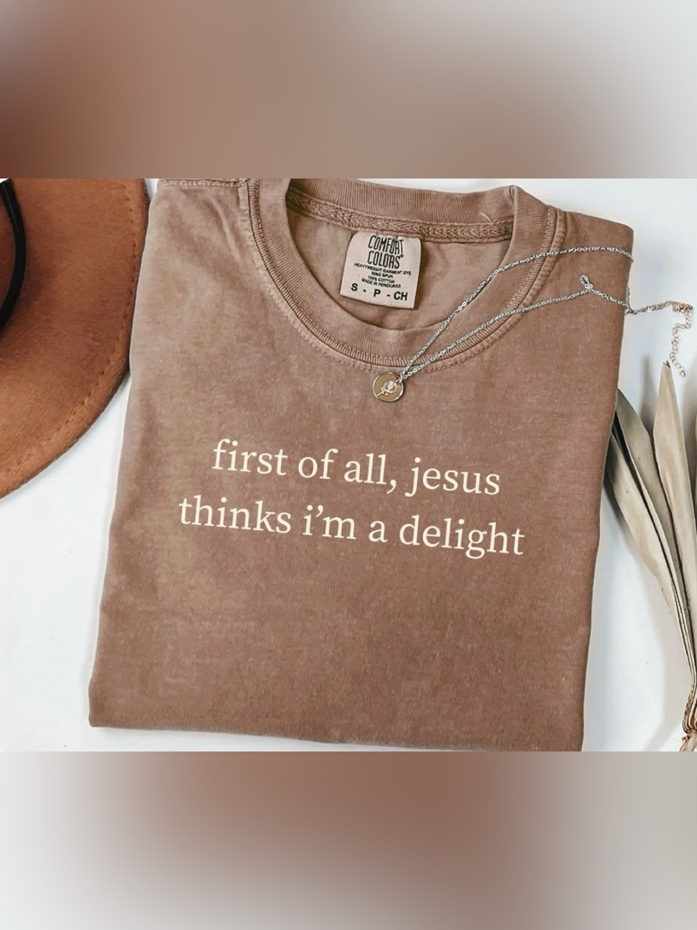 Comfort Colors Brown Tee with White Inspirational Script